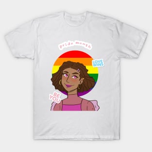 Pride Month with rainbow sun backround T-Shirt